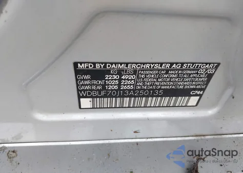 2003 Mercedes-Benz E 500 z USA, uszkodzony, nr VIN WDBUF70J13A250135